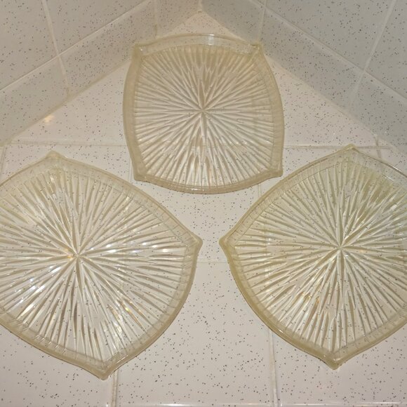 Vintage Three Clear Lucite Atomic Starburst Snack Trays trinket dish 1950s retro - Picture 13 of 13